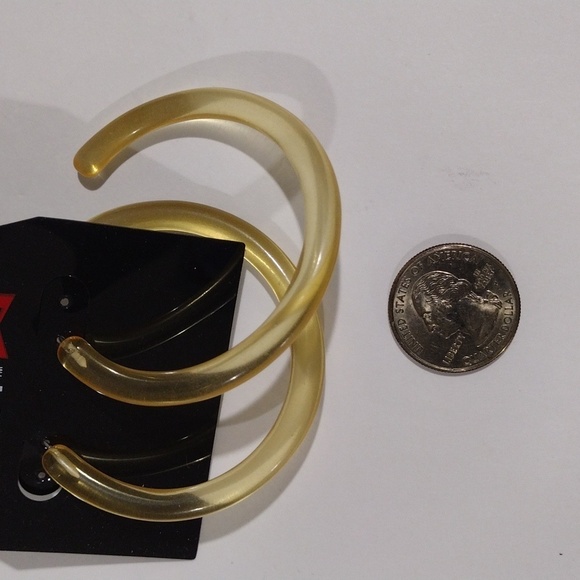 Chunky Yellow Half Hoop Big Earrings - Women's Fashion Jewelry - Picture 8 of 8